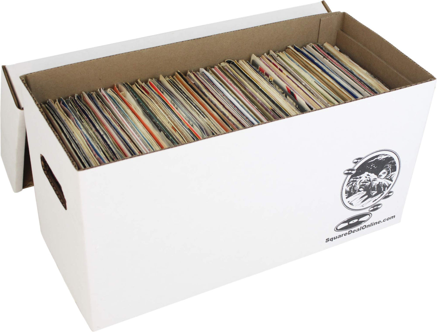 Square Deal Recordings & Supplies 7" 45rpm Vinyl Record Storage Box - Heavy Duty Cardboard with Removable Lid - Holds up to 200 7" Records - 1 Box…