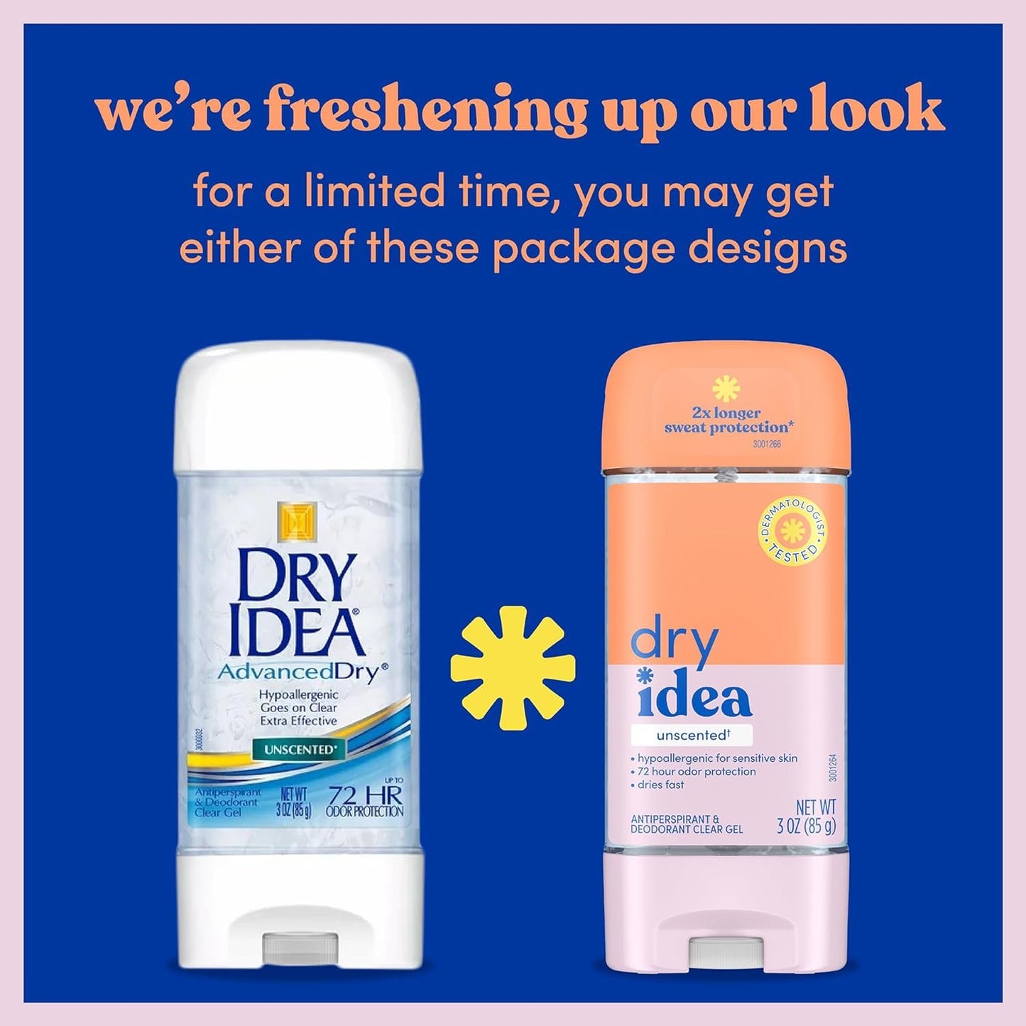 DRY IDEA Advanced Dry Unscented Antiperspirant & Deodorant Clear Gel, 3 Oz (Pack of 3)