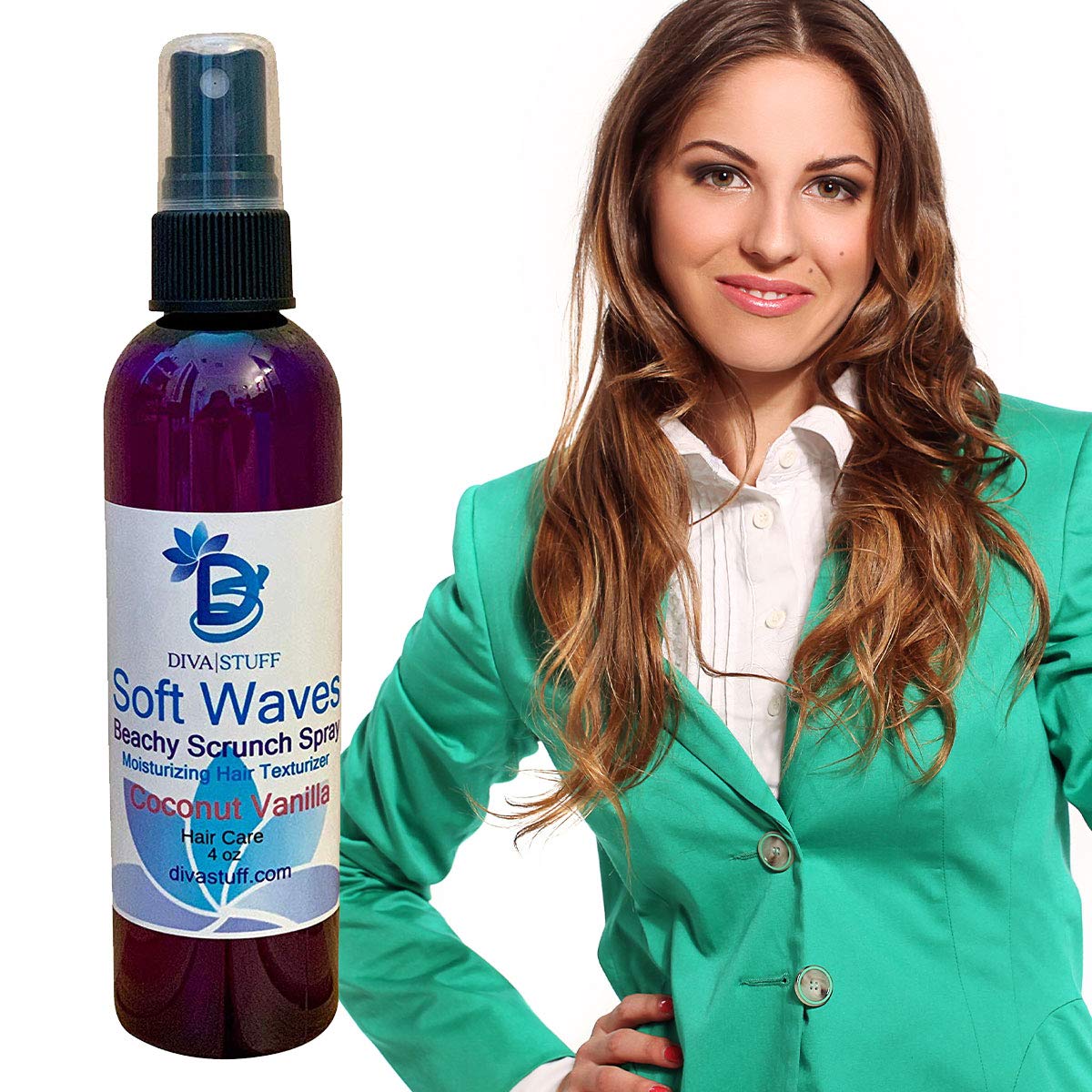 Diva Stuff Soft Waves Beachy Scrunch Spray, Moisturizing Hair Texturizer, Coconut Vanilla