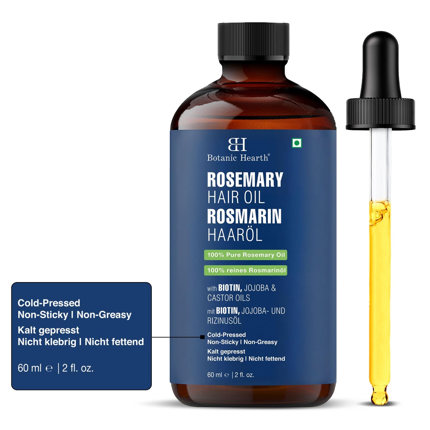 Botanic Hearth 100% Pure Rosemary Oil For Hair Growth | Infused With Biotin, Jojoba & Castor Oil | Hair Oil Repairs Dry Damaged Hair, Strengthening