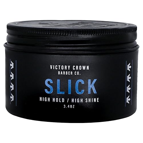 Victory Crown Slick Pomade High Hold & High Shine Natural Hair Styling Grease for Sleek Polished Looks, 3.4 Oz