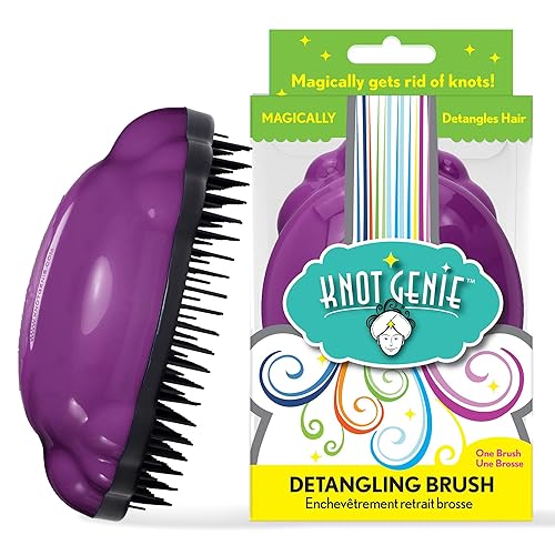 Knot Genie Detangling Hair Brush for Kids (Puff of Purple) | Perfect Detangling Brush for Curly Hair, Gently Separate Tangles, Leaves Hair Smooth