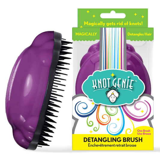 Knot Genie Detangling Hair Brush for Kids (Puff of Purple) | Perfect Detangling Brush for Curly Hair, Gently Separate Tangles, Leaves Hair Smooth
