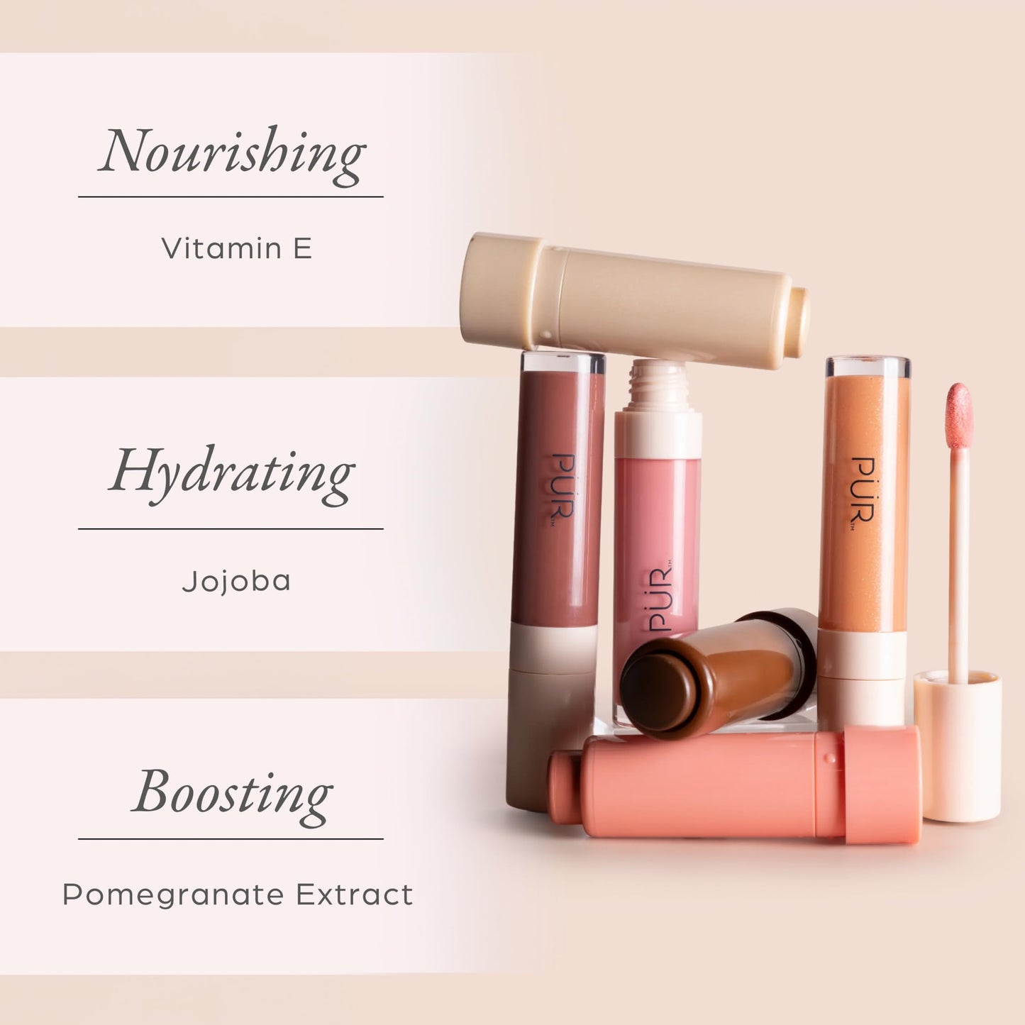 PÜR MINERALS Glossy Lip Tint, Plumping Tinted Lip Oil- Hydrate & Plumps with Buildable, Non-Sticky & High Shine Formula - Jajoba Oil, Vitamin E