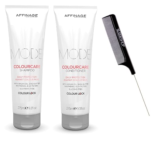 Affinage ASP MODE Colour Care Shampoo & Conditioner DUO SET, Color Lock Against Hair Color Fade (w/Sleek Comb) Colourcare Color Care (9.3 oz + 9.3 oz