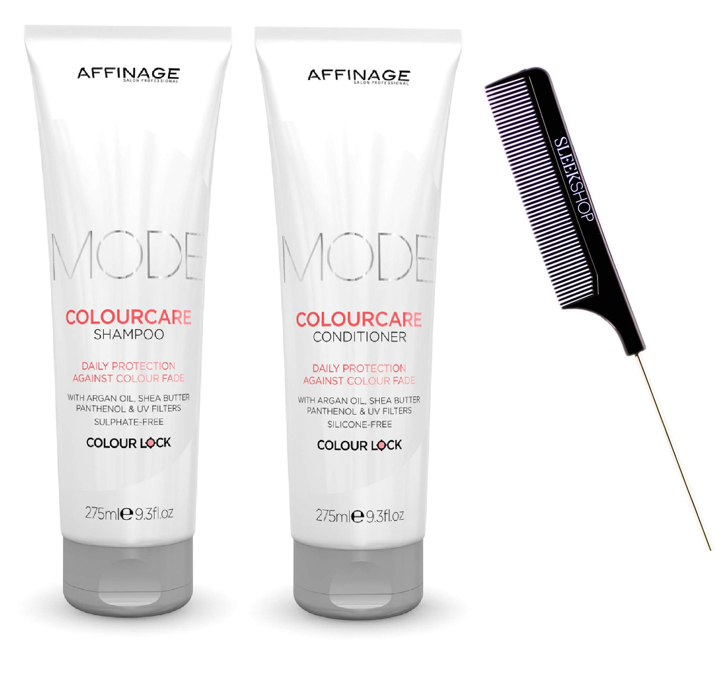 Affinage ASP MODE Colour Care Shampoo & Conditioner DUO SET, Color Lock Against Hair Color Fade (w/Sleek Comb) Colourcare Color Care (9.3 oz + 9.3 oz