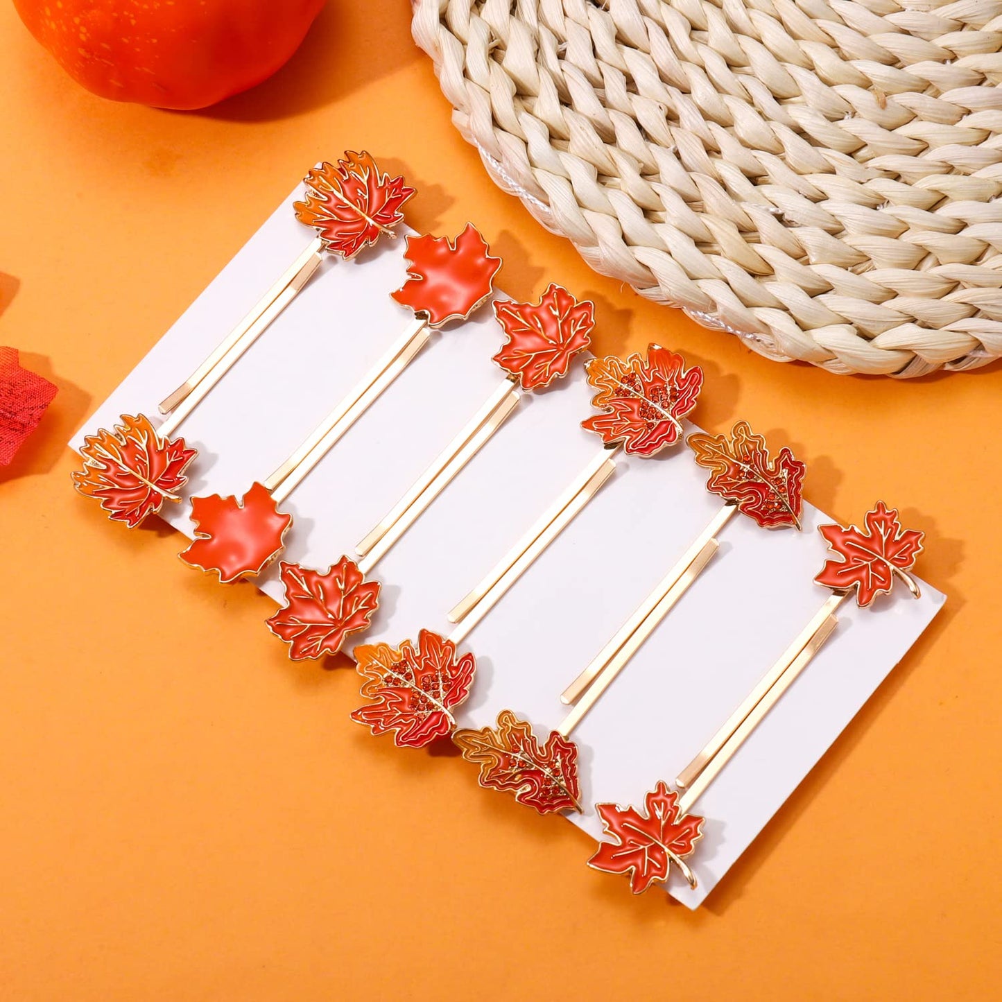 YAHPERN 12PCS Fall Hair Clips for Women Thanksgiving Hairpins Harvest Turkey Maple Leaf Pumpkin Hair Clips Autumn Bobby Pins Costume Party Hair