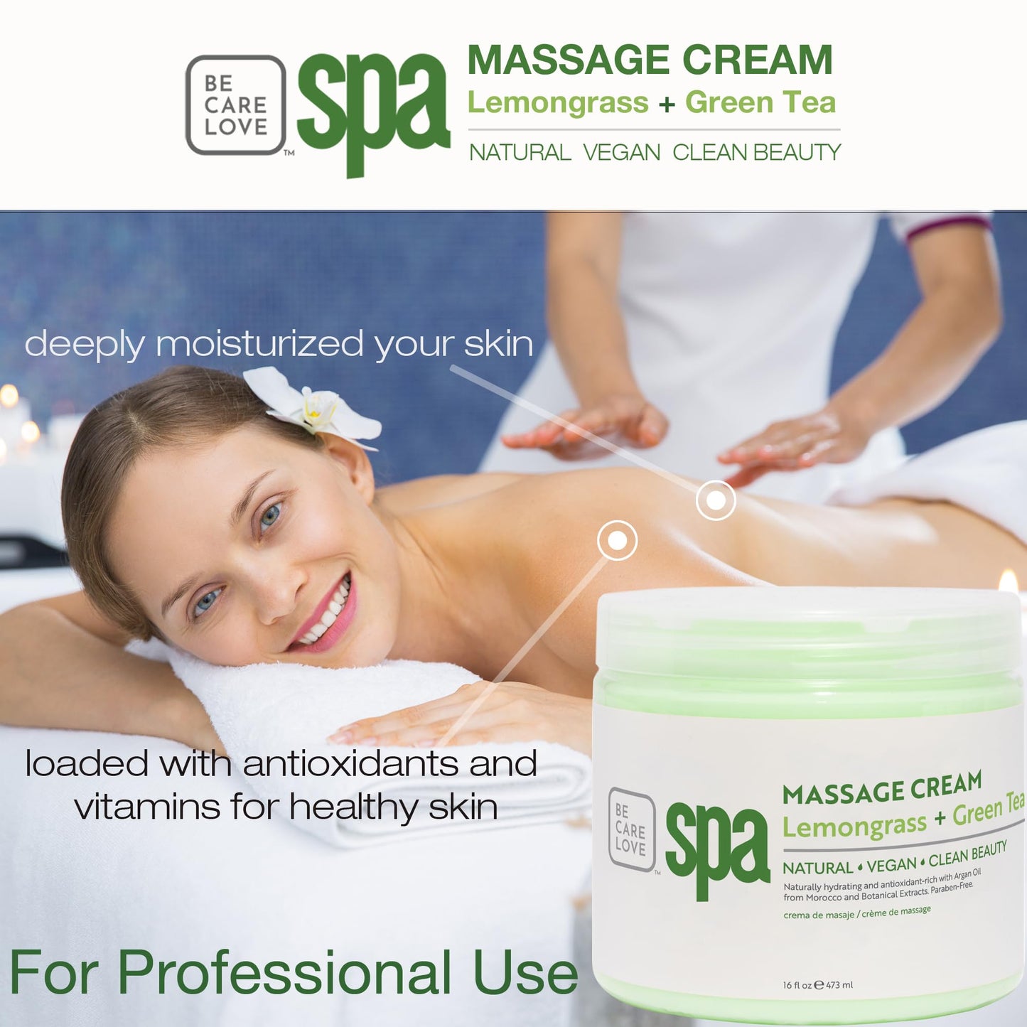 BCL SPA Massage Cream organic Lemongrass + Green Tea body lotion with shea butter, aloe vera, peppermint, argan and jojoba oils body cream to soothe