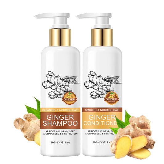Ginger Hampoo & Treatment Set, Strengthening & Damage Repair, Vibrancy Protecting Shampoo, Thicker and Longer Hair - Soft and Shine, for Thinning Beauty & Personal Care MeiPlumLai