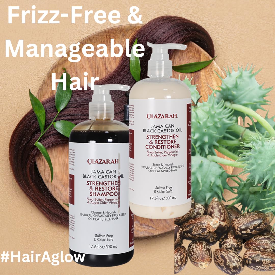 Strengthen & Restore Shampoo and Conditioner with Jamaican Black Castor Oil Frizz-Free Hair - Promotes Hair Growth & Reduces Breakage, 34 fl. oz