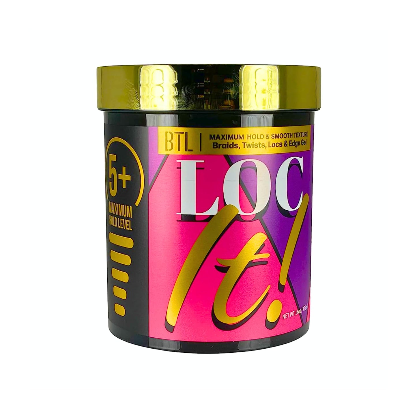 BTL LOC IT! Styling Gel, 16 Oz - Strong Hold, Shine-Boosting, Residue-Free - Ideal for Braids, Twists, Locs, Edges - Suitable for Natural Hair
