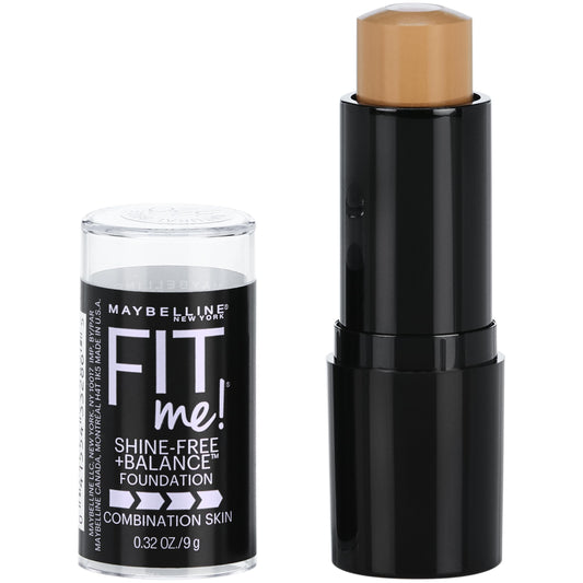 Maybelline Fit Me Shine-Free + Balance Foundation Stick, Multi-Use Face Makeup and Contour Stick For Natural, Matte Coverage, Natural Beige, 1 Count