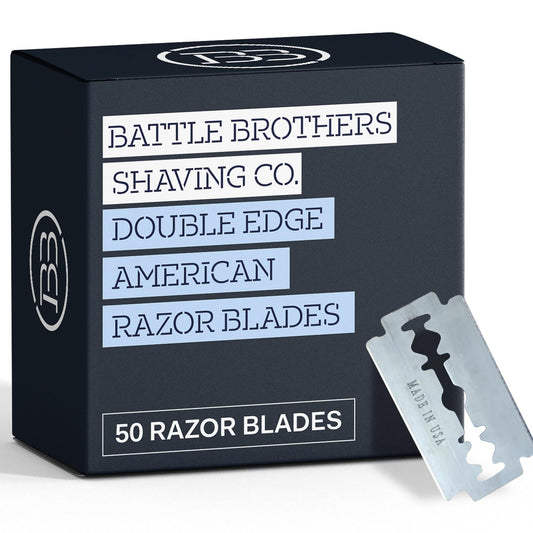 Made in USA Double Edge Razor Blades (50-Pack) - Stainless Steel, Smooth & Sharp - Fits All DE Safety Razors - Battle Brothers Beauty and Personal Care Battle Brothers Shaving Co.