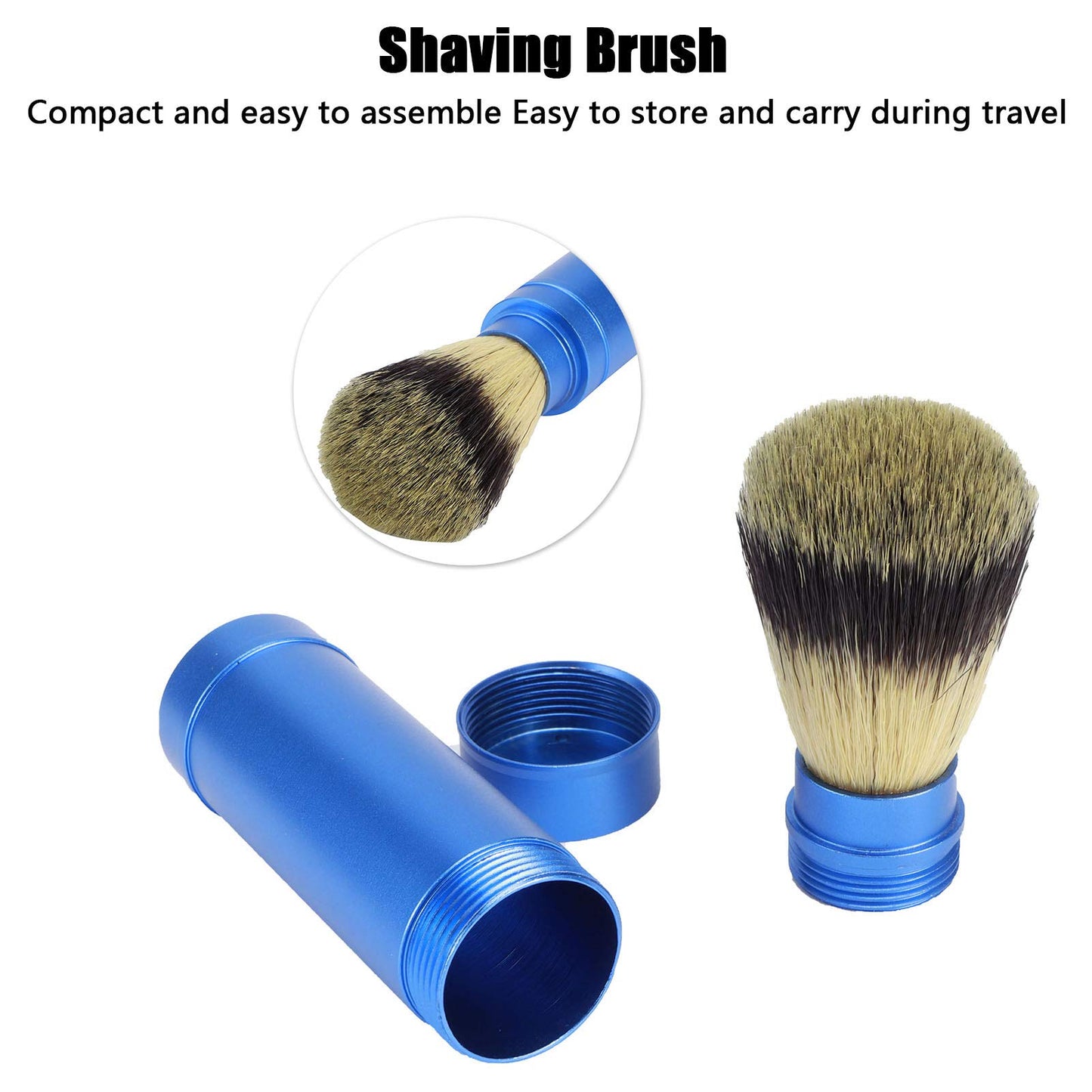 Men Shaving Brush, Portable Soft Facial Cleaning Foaming Beard Brush Portable Grooming Tool for Wet Shave Rich Lather Home Travel Beauty and Personal Care equlup
