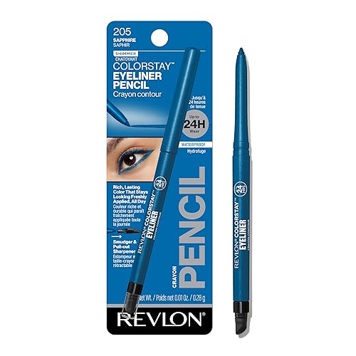 REVLON ColorStay Pencil Waterproof Eyeliner, Smudge-Proof, Eye Makeup with Built-In Sharpener, Packaging May Vary, 205 Sapphire, 0.01 oz