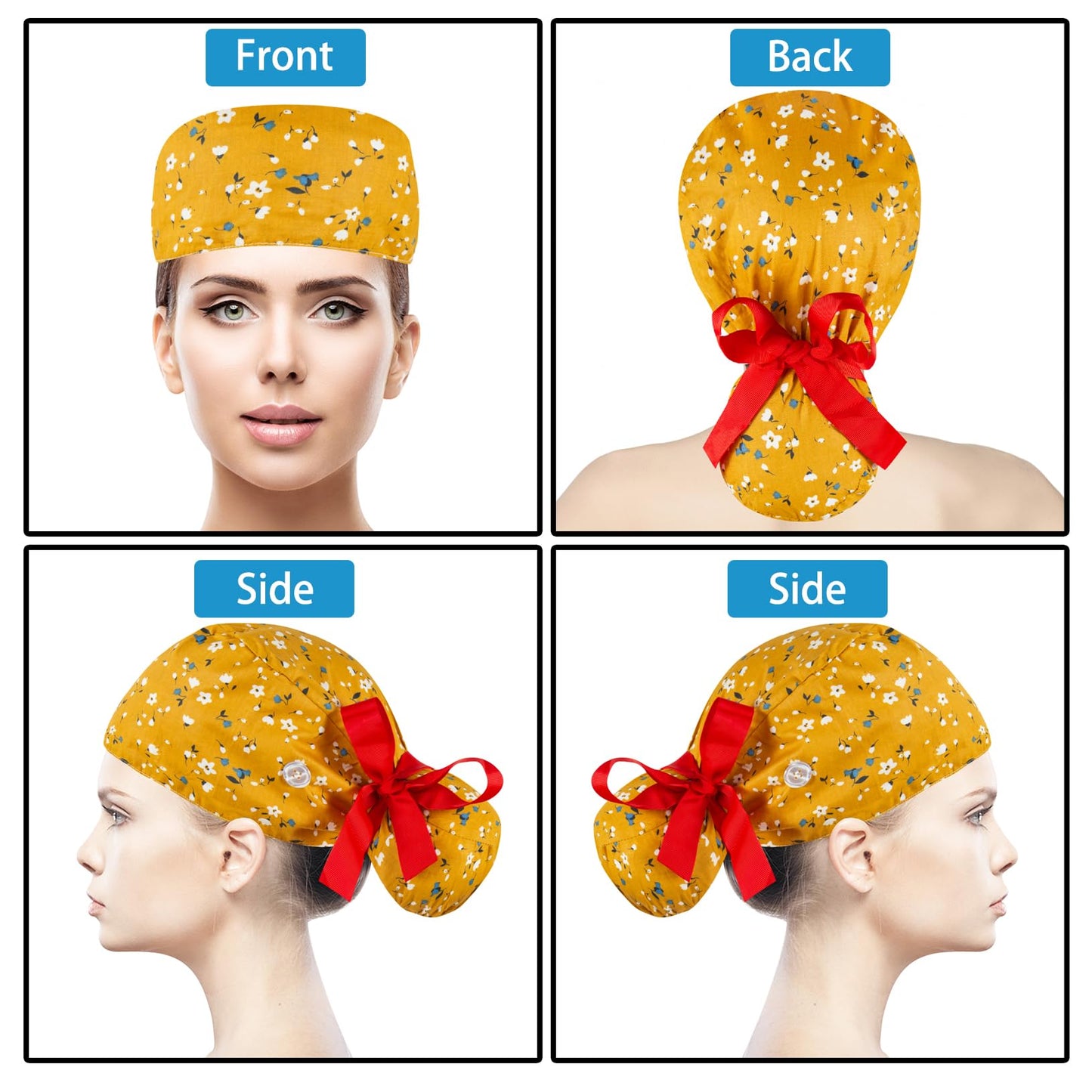 Scrub Caps Women Bouffant Scrub Caps, Adjustable Working Cap Ponytail Pouch Tie Back Beauty and Personal Care YEAJOIN