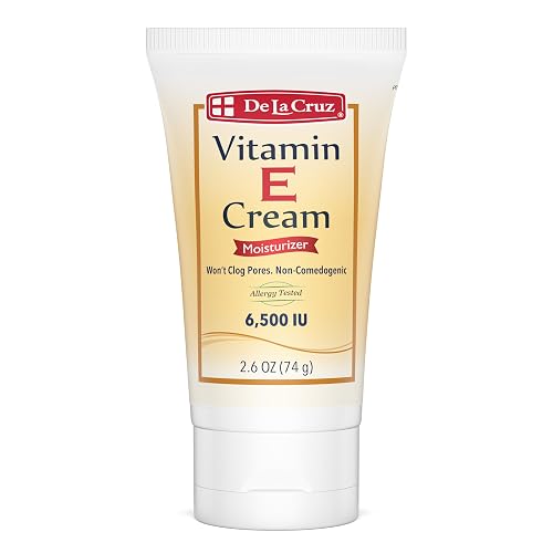 De La Cruz Vitamin E Cream Moisturizer for Face and Neck - Moisturizing Skin Care for All Skin Types - Made in USA, 2.6 oz Tube