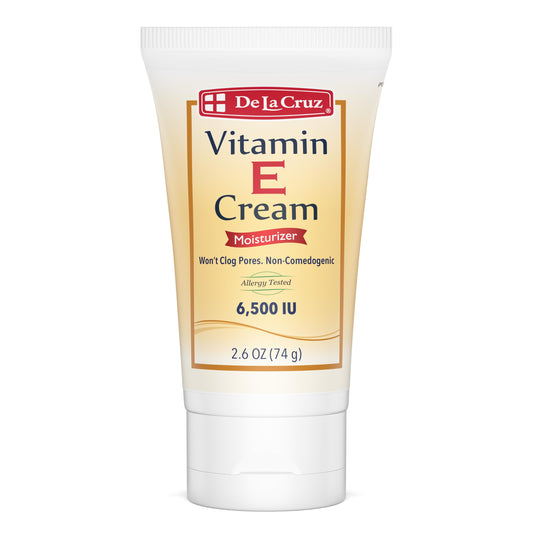 De La Cruz Vitamin E Cream Moisturizer for Face and Neck - Moisturizing Skin Care for All Skin Types - Made in USA, 2.6 oz Tube
