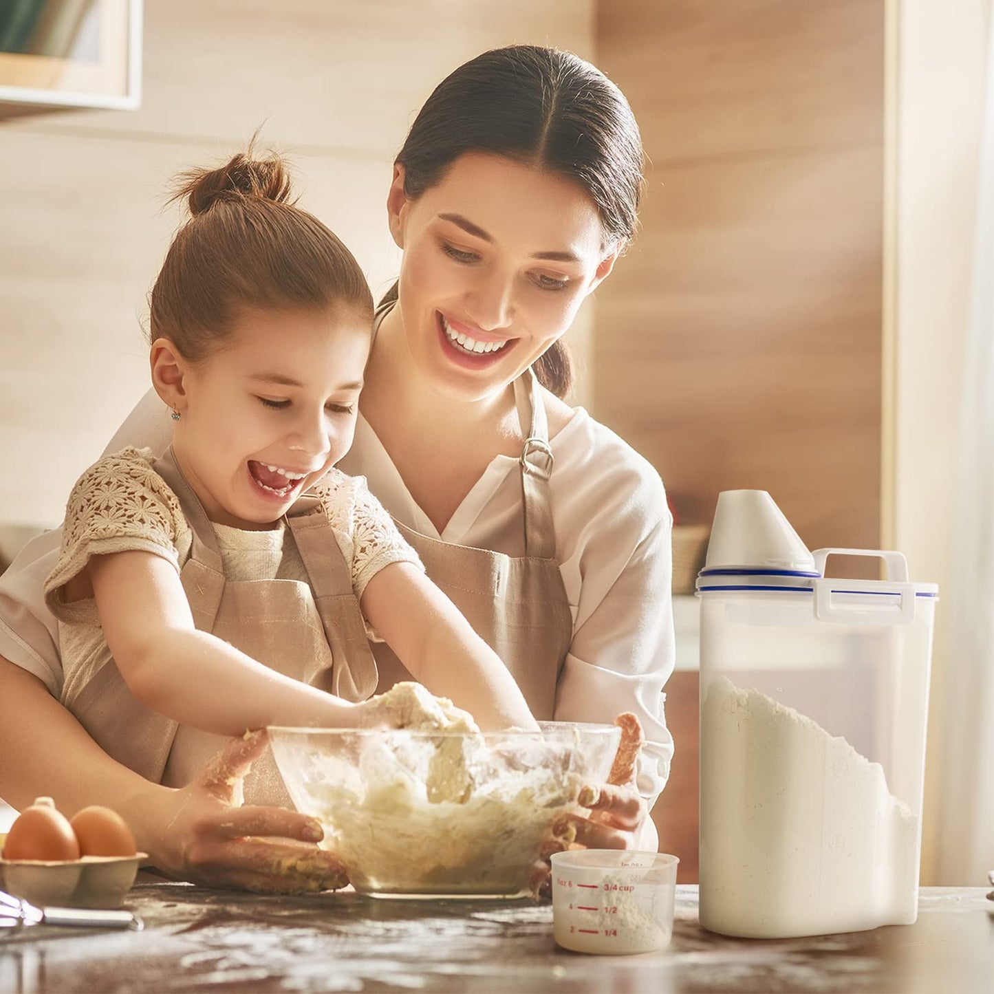 TBMax Rice Container 4 Lbs / 2 Kg Rice Dispenser with Measuring Cup, BPA-Free Plastic Kitchen Pantry Food Storage Holder for Oatmeal Flour Grain…