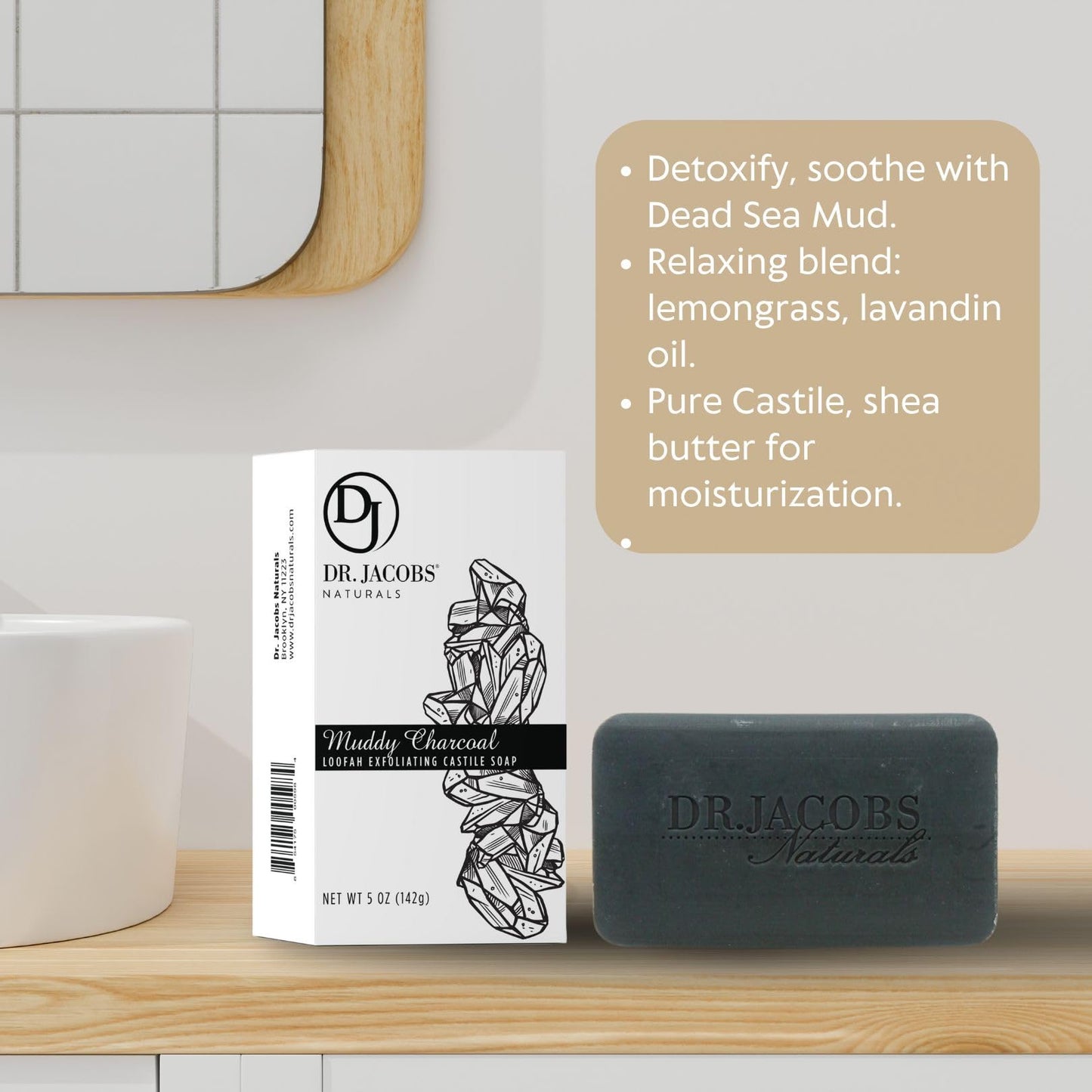 Dr Jacobs Naturals, Triple Milled Loofah Exfoliating Castile Bar Soap (Pack of 2) - Free of Parabens, Sulfates, Synthetics, Gltuen and GMO (Muddy Beauty & Personal Care DR.JACOBS NATURALS