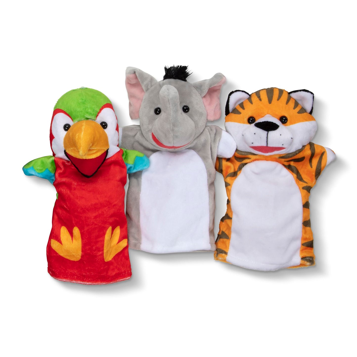 Melissa & Doug Safari Buddies Hand Puppets, Set of 6 (Elephant, Tiger, Parrot, Giraffe, Monkey, Zebra) Soft, Plush Animal Hand Puppets For Toddlers…