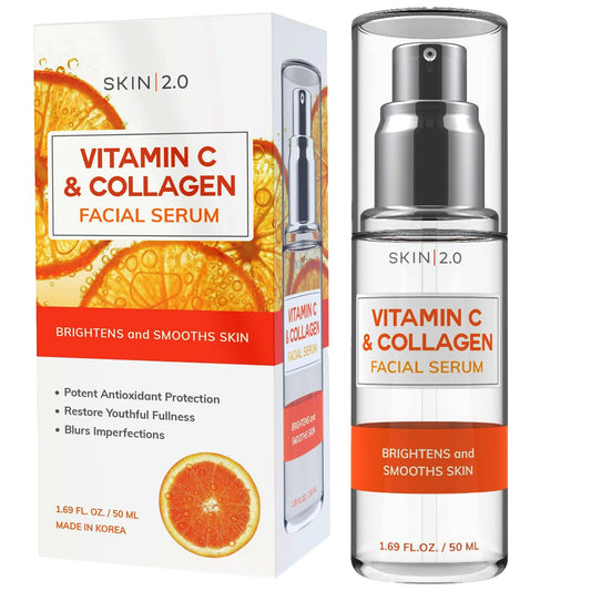 Skin 2.0 Vitamin C Serum - Dermatologist Tested, Anti-Aging & Dark Spot Remover - Brightening, Clean Beauty, Cruelty-Free, Korean Skincare for Glass