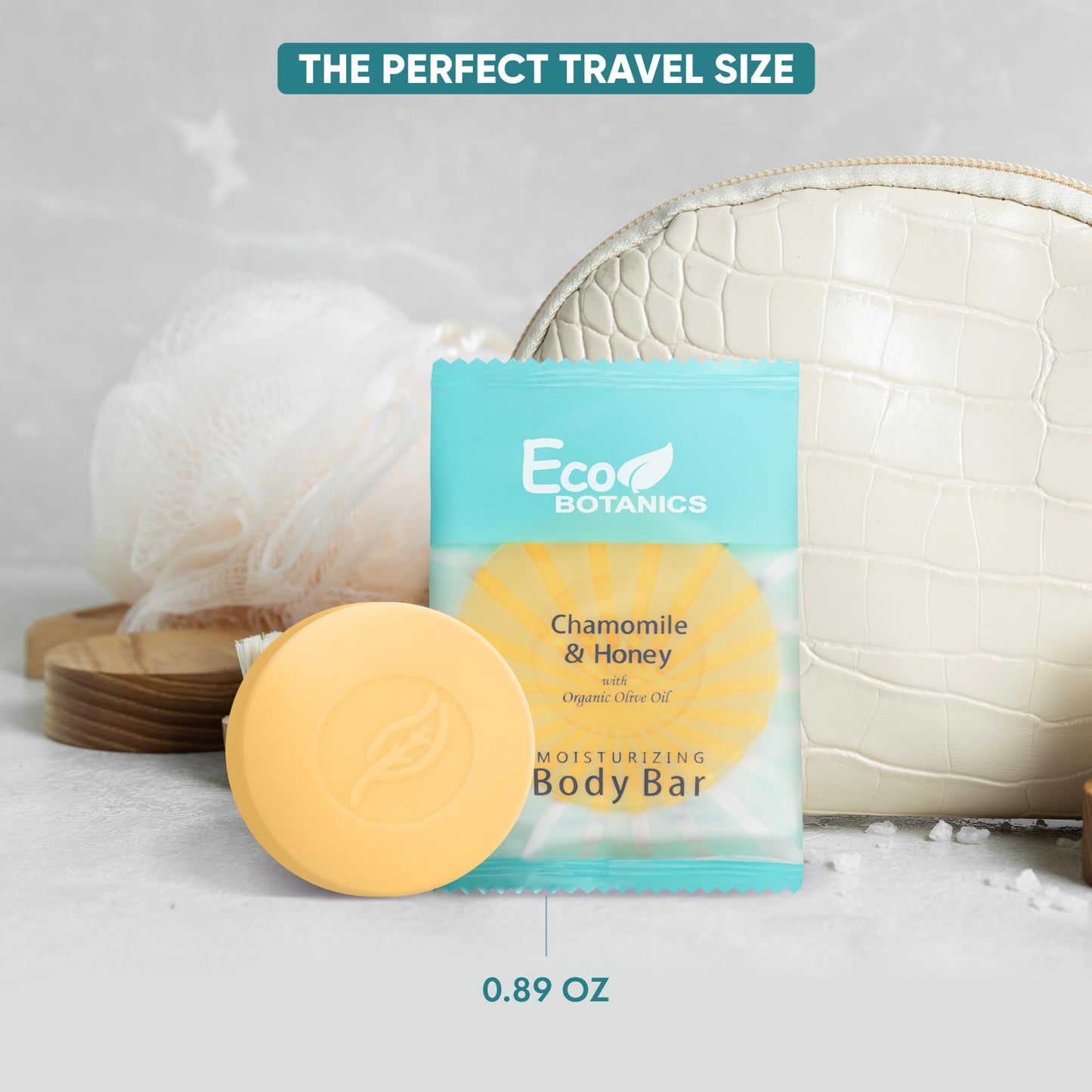 Eco Botanics Travel Size Hotel Toiletry Set 100 Count 0.85 oz Bottles Guest Amenities for Vacation Rentals and Short Term Rentals Paraben Free White