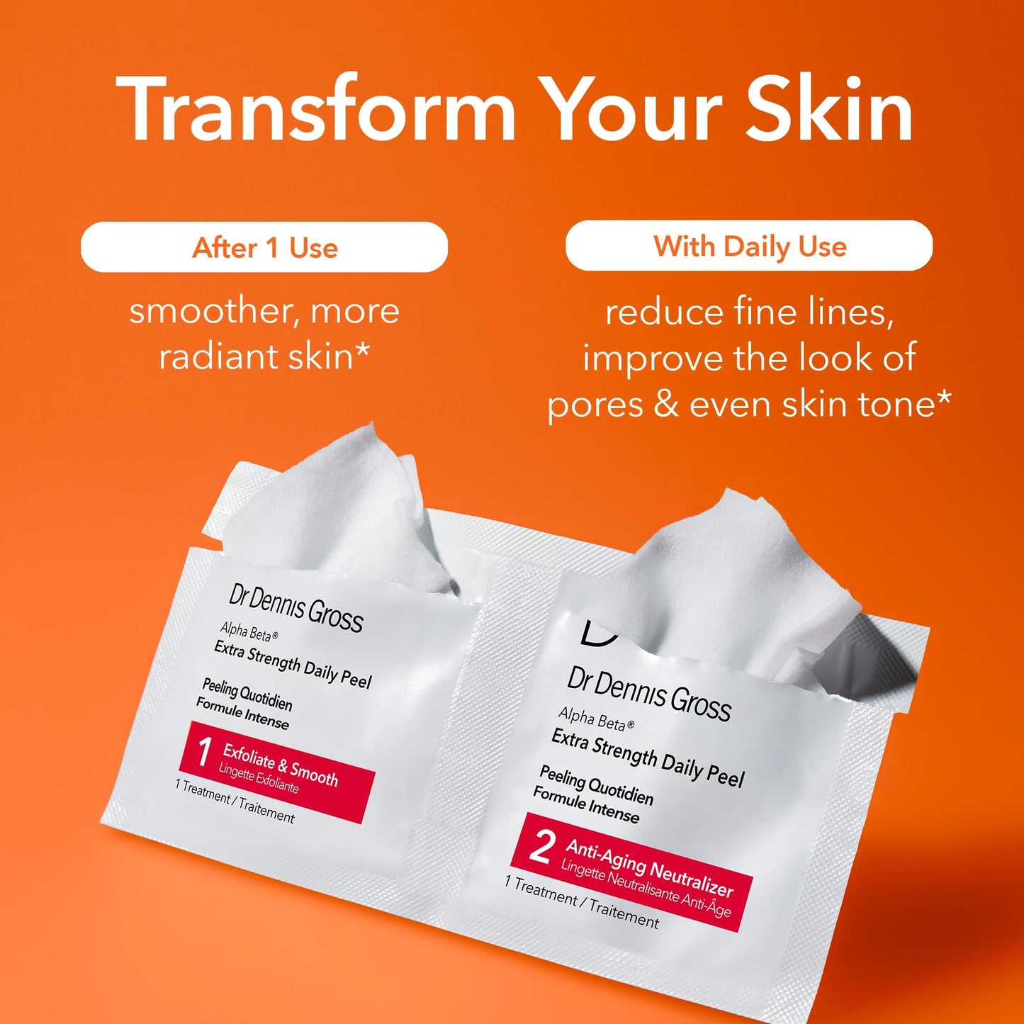 Dr. Dennis Gross Alpha Beta Extra Strength Daily Peel - 2-Step Exfoliating Pads for Enhanced Anti-Aging, Smoother Skin, and Radiant Complexion, 5