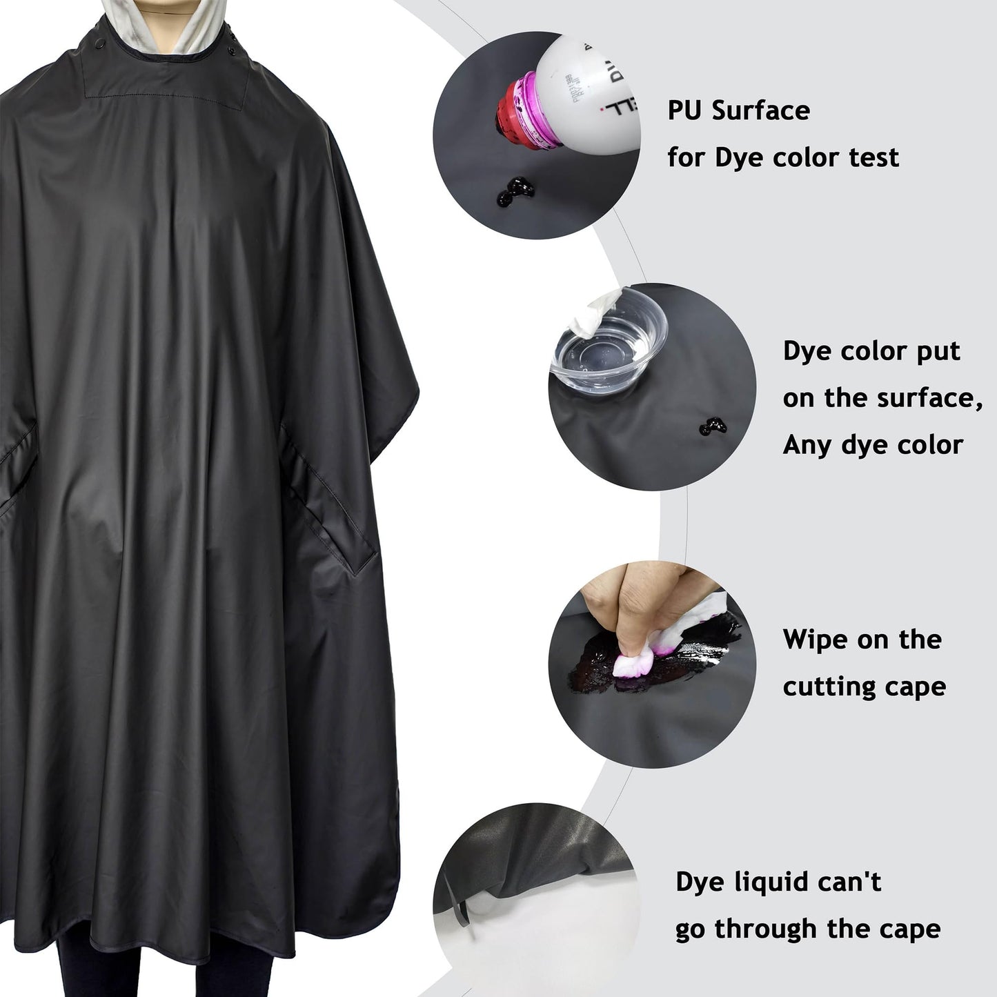 Professional Waterproof Hair Cape - Chemical Resistant Hairdresser Cape For Dyeing - Adjustable Neck And Hand Hole - Bleach Proof Hair Capes