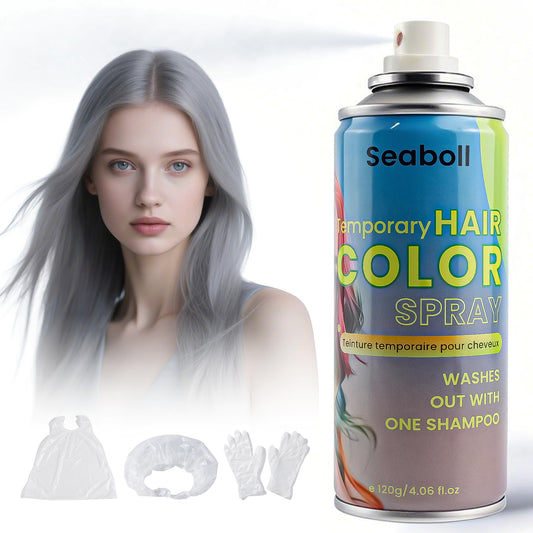 Silver Gray/Grey Hair Spray, Seaboll Temporary Hair Color Spray for Kids Women Men-4.06 oz-Safe Non Sticky Washable One Day Hair Dye Spray, for 100th
