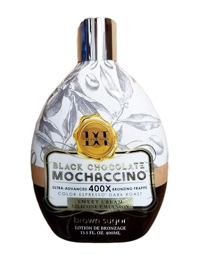 Brown Sugar Black Chocolate Double Dark Mochaccino 400X Bronzer - Ultra-Rich Tanning Lotion with Skin Softeners & Color Enhancers, 13.5 oz Bottle