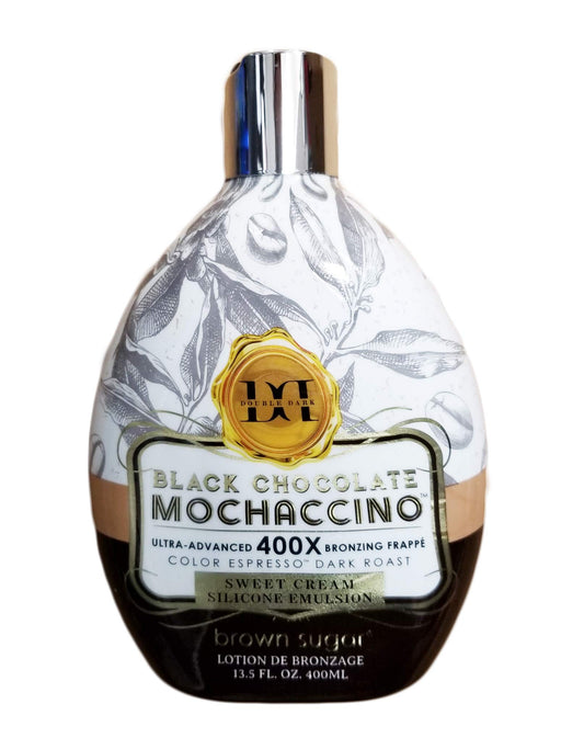 Brown Sugar Black Chocolate Double Dark Mochaccino 400X Bronzer - Ultra-Rich Tanning Lotion with Skin Softeners & Color Enhancers, 13.5 oz Bottle