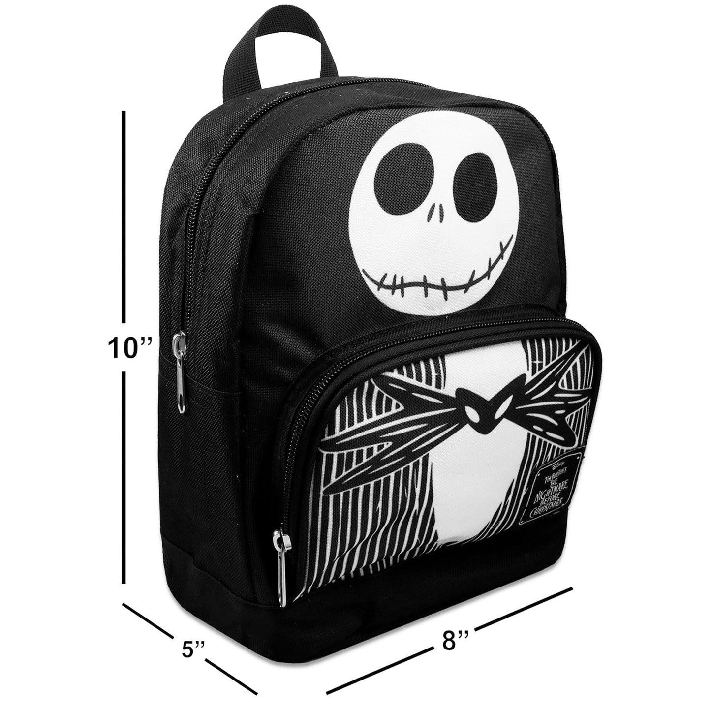 Nightmare Before Christmas Mini Backpack for Women - 10” Canvas Jack Skellington Backpack with Front Pocket Plus Bookmark | Jack Skellington Backpack…