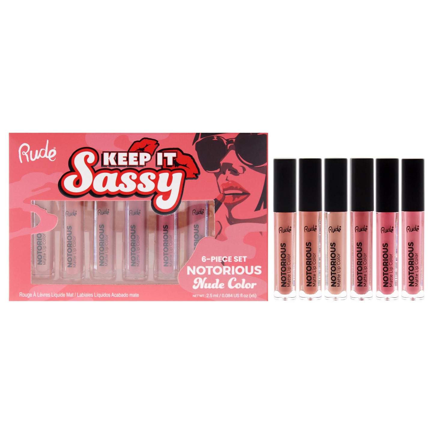 Rude Cosmetics Keep it Sassy Notorious Set - Nude for Women - 6 Pc