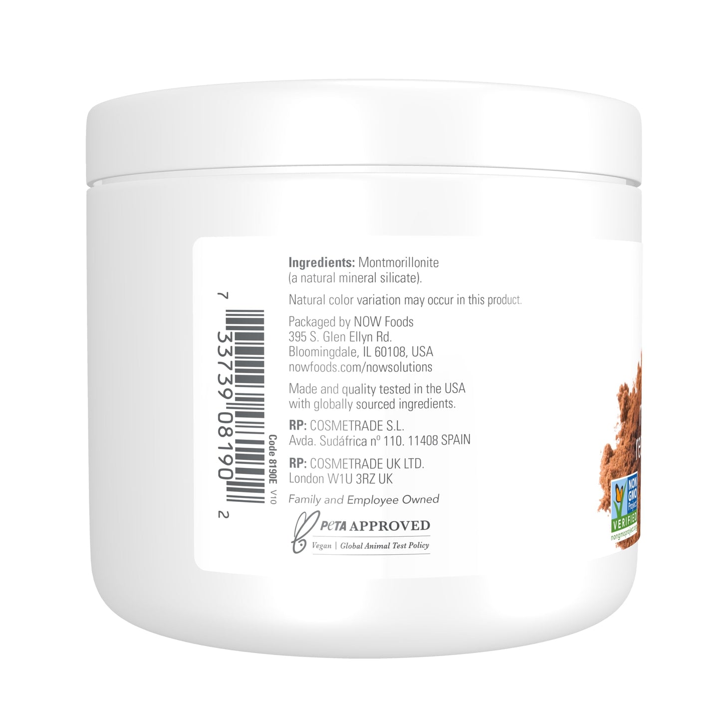 NOW Solutions, Mediterranean Red Clay Powder, Pure Powder for Sensitive Skin Facial Mask, 6-Ounce