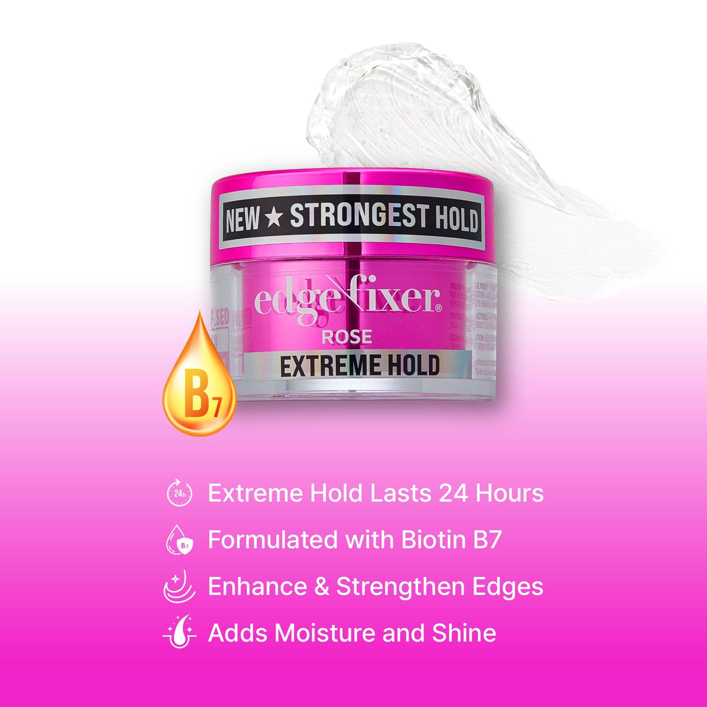 Red by Kiss Edge Fixer Extreme Hold, Strong Edge Control with 24-Hour Hold, Infused with Biotin for Nourishment & Hydration, No Flaking or Oily