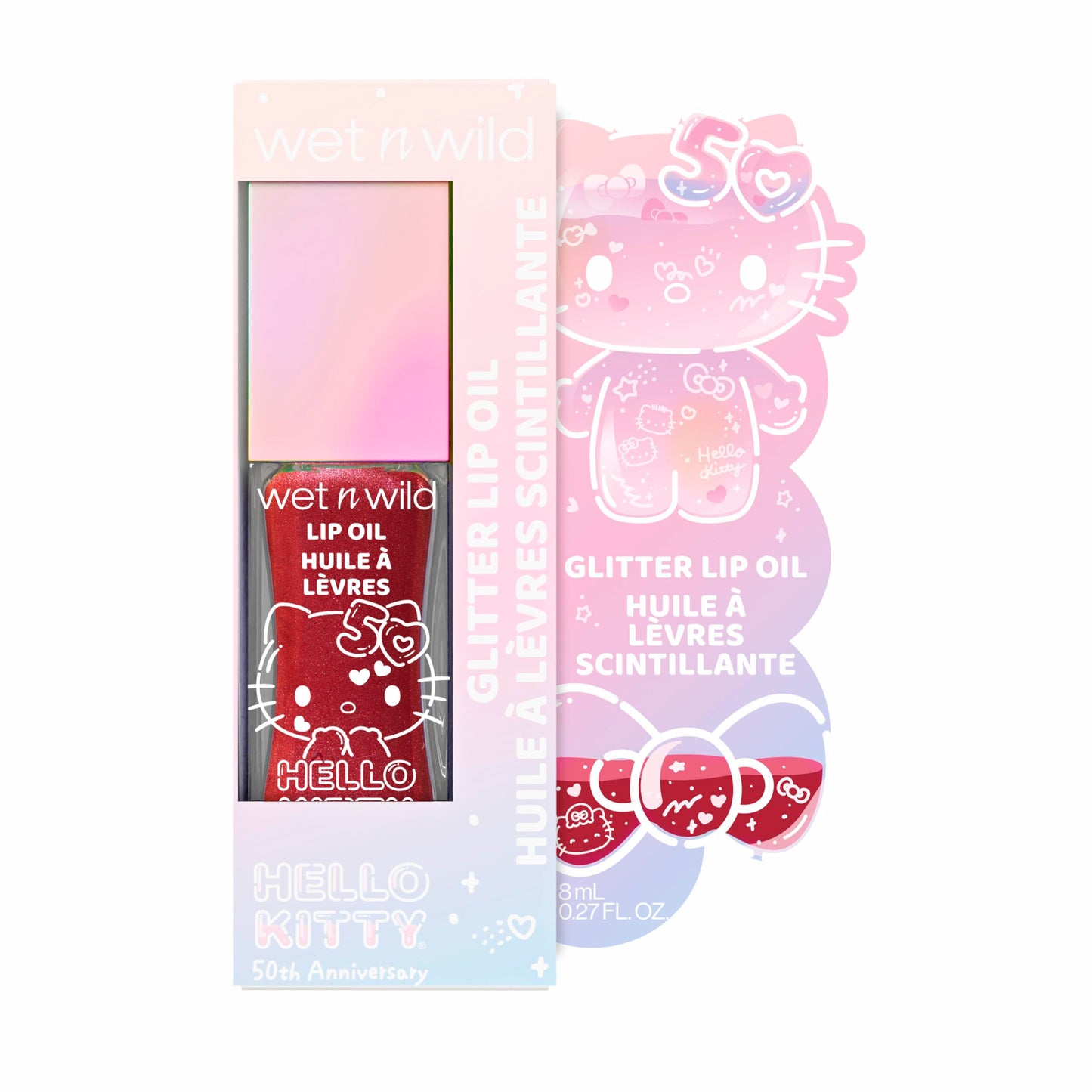 wet n wild Hello Kitty Glitter Lip Oil, New 10 Oil Infused Formula, Warm Apple Pie Lightly Scented, Sparkly Bold Colors, Cruelty-Free & Vegan - Magic