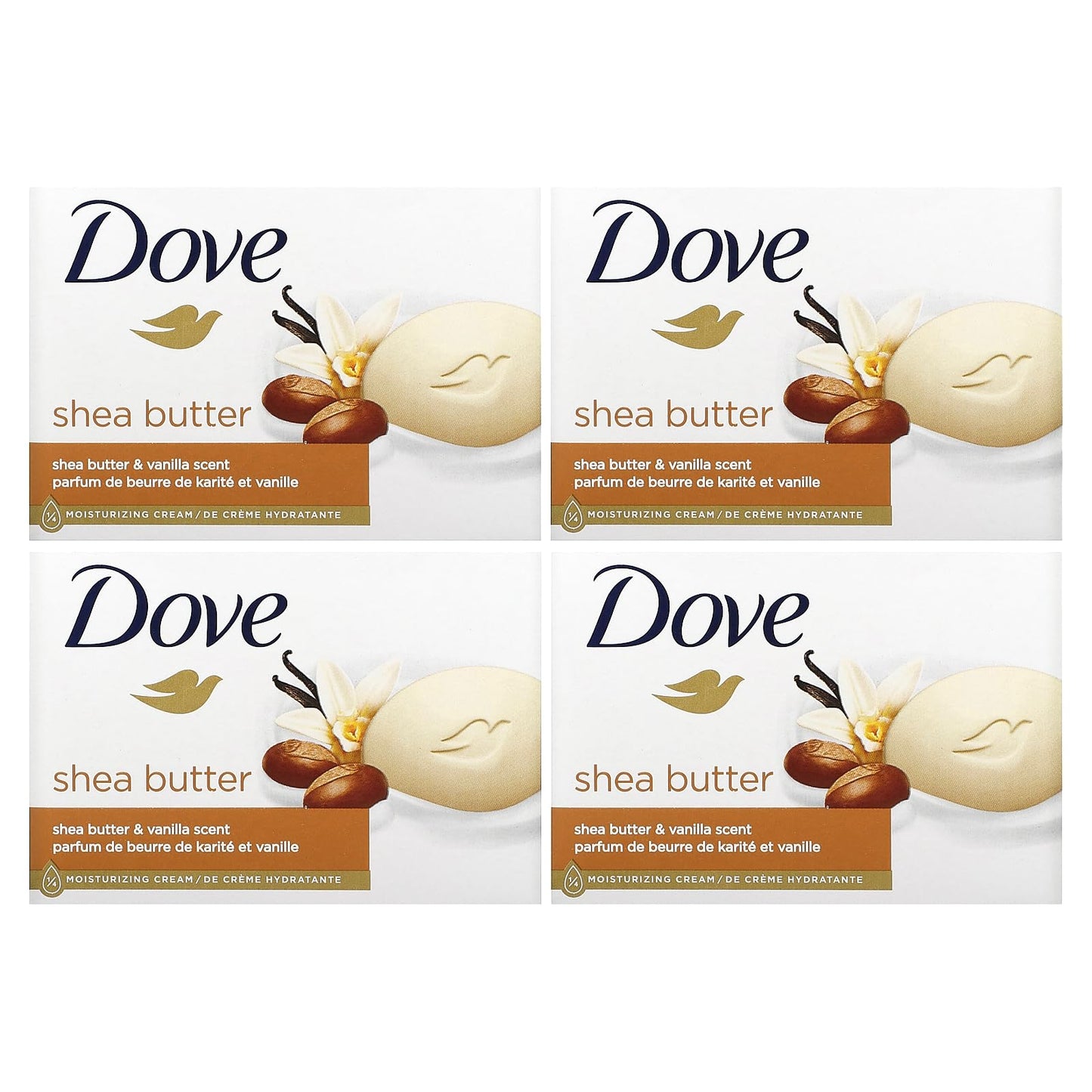 Dove Purely Pampering Shea Butter Beauty Bar, 2 Bar (Pack of 4)
