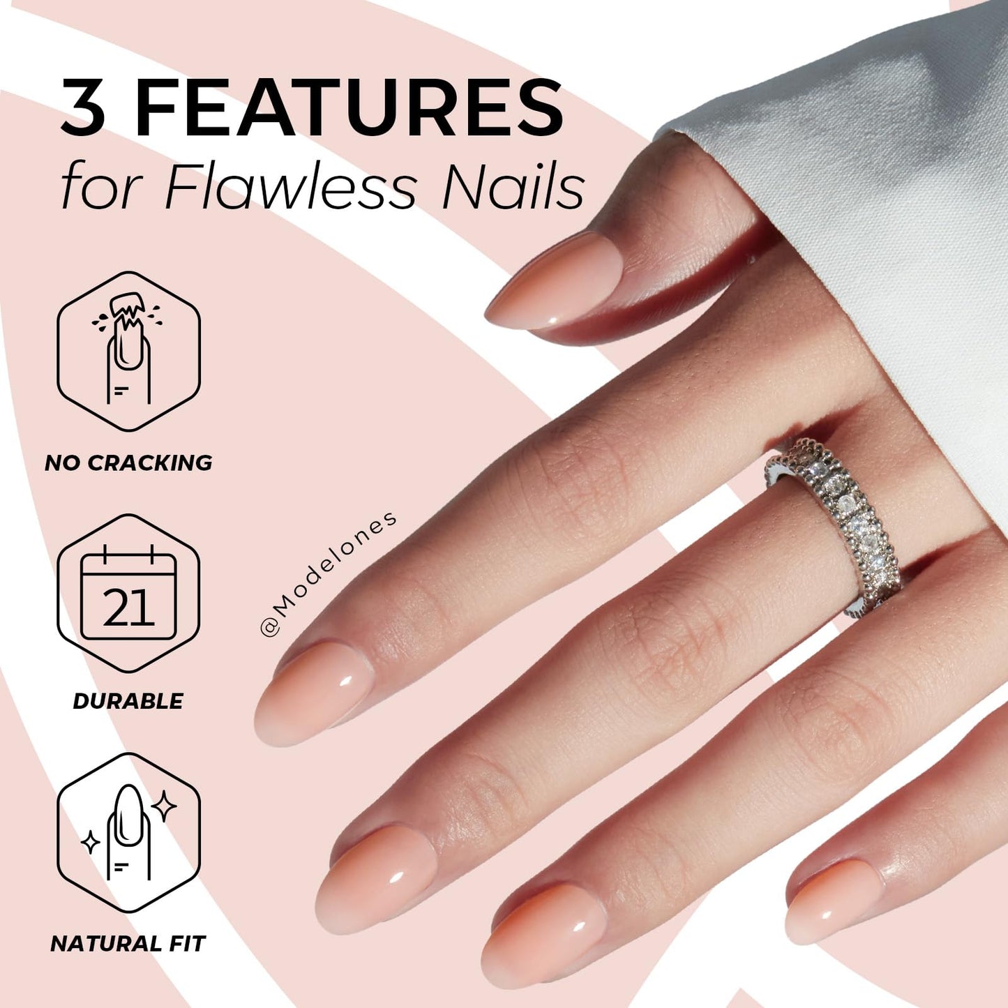 modelones Nude Short Press on Nails, Semi-Transparent Oval Fake Nails Kit Press Ons with Nail Glue, Adhesive Tabs, Nail File, Prep Pad, Manicure Beauty and Personal Care modelones