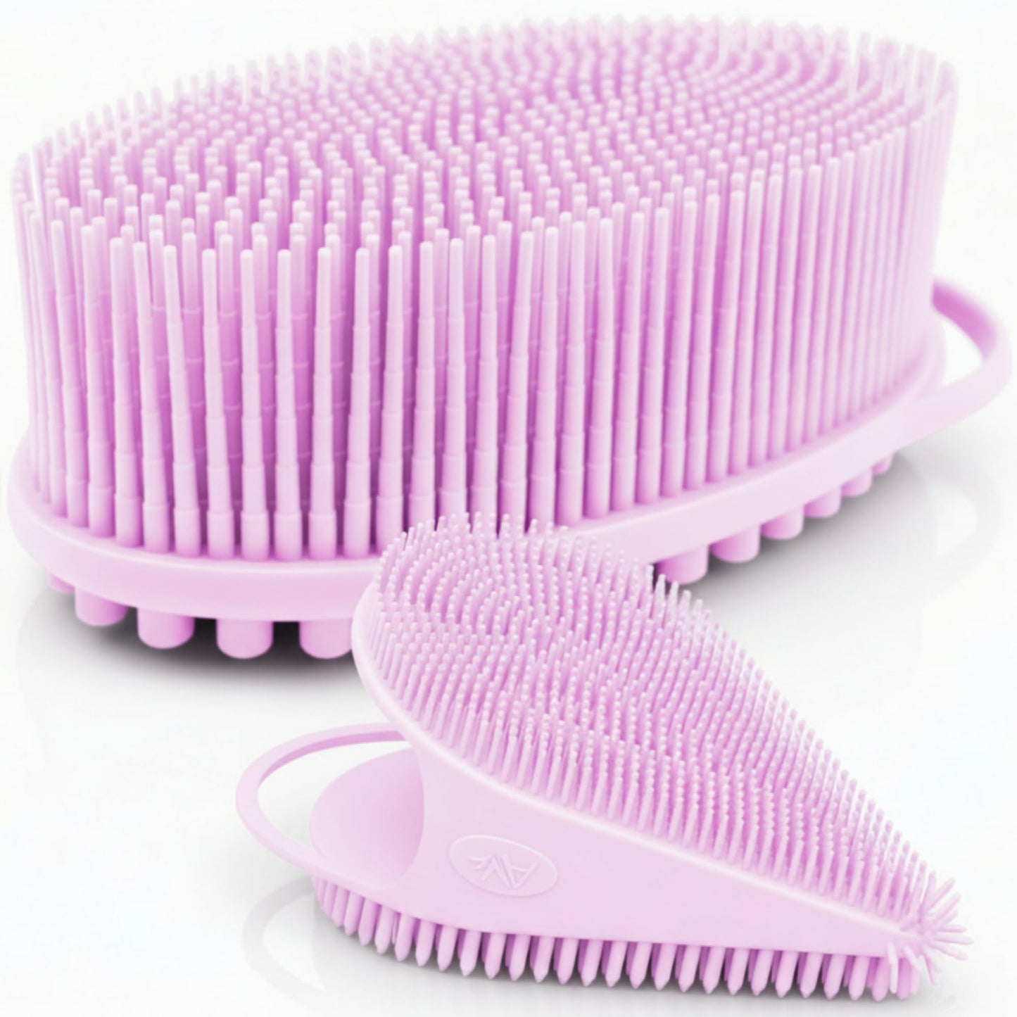 Avilana Premium Body Scrubber and Face Brush Set - Trusted Since 2017 - SGS Certified Silicone 2-in-1 Shower Kit, Dual Sided Gentle Exfoliating Loofah