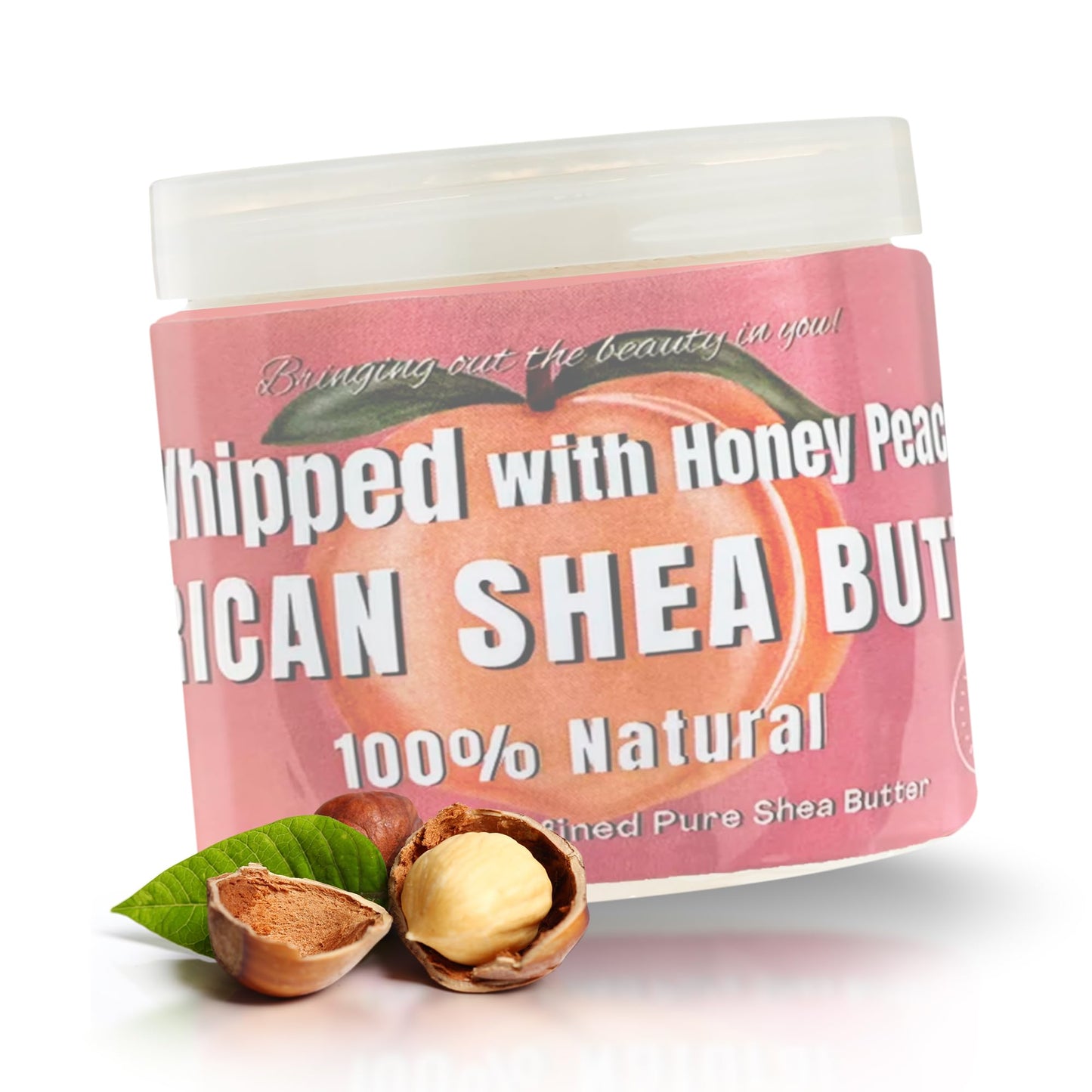RA COSMETICS Whipped Shea Butter Honey Peach - 100% Pure and Natural African Shea Butter - Ultimate Handcrafted Moisturizer with Essential Vitamins