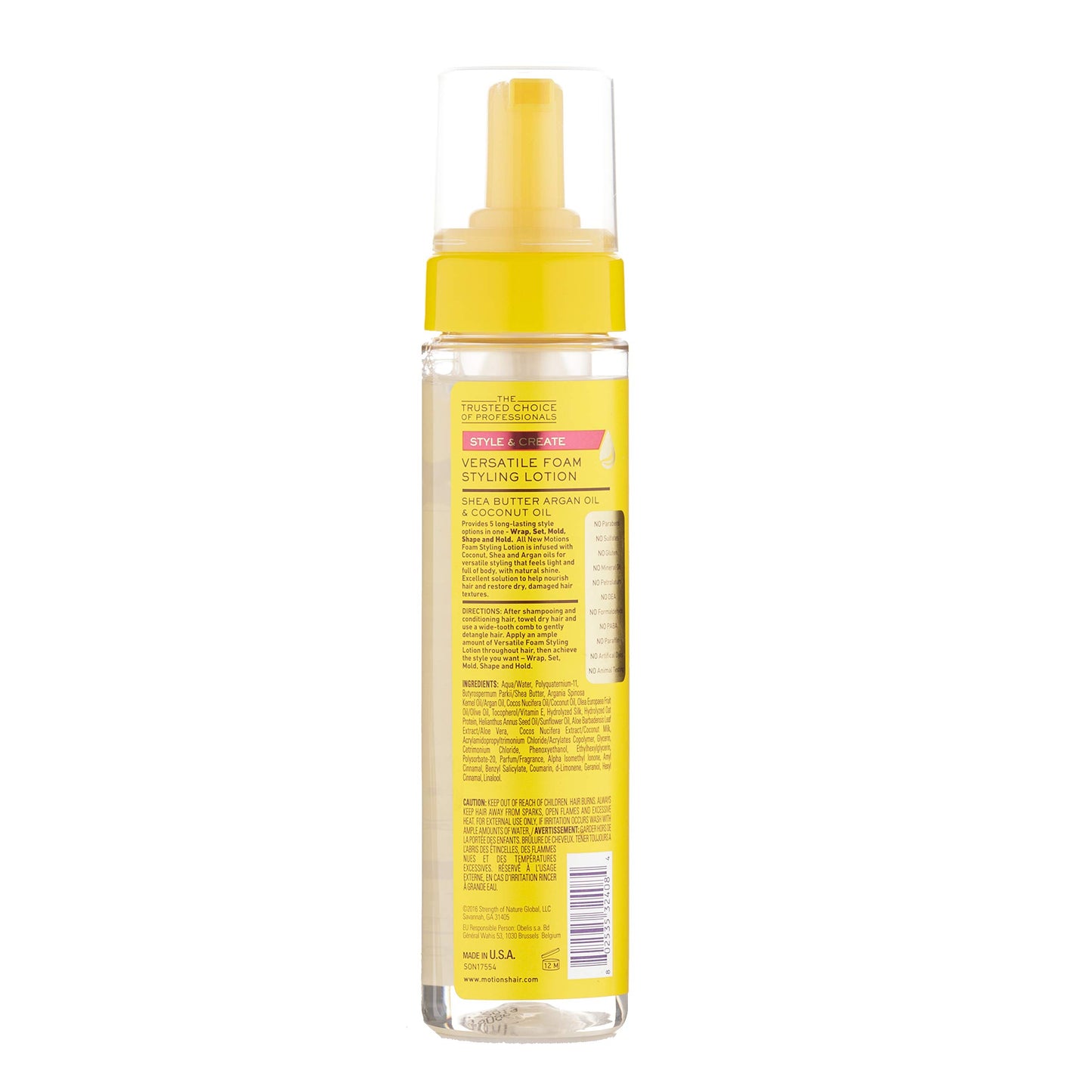 Motions Style and Create Versatile Foam Styling Lotion - For Use on All Hair Types, Lightweight Formula, Contains Shea Butter, Argan Oil, & Coconut