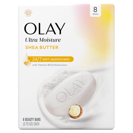 Olay Beauty Bar, Ultra Moisture,10x More Moisturizers, 24/7 Soft & Smooth Skin, Gentle Cleanse on Face & Body, Vitamin B3 Complex, For All Skin Types