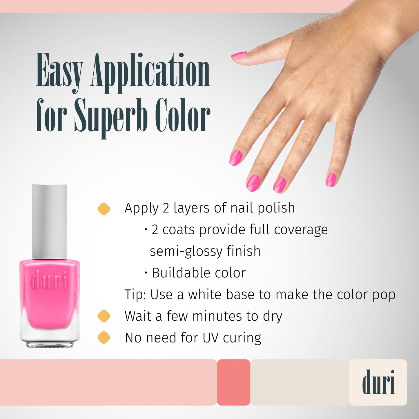 duri Nail Polish - Warm Color Collection, Glossy Finish, Fast Drying, Full Coverage, Long Lasting, 0.45 Fl Oz, Flamingo Frose Beauty & Personal Care duri