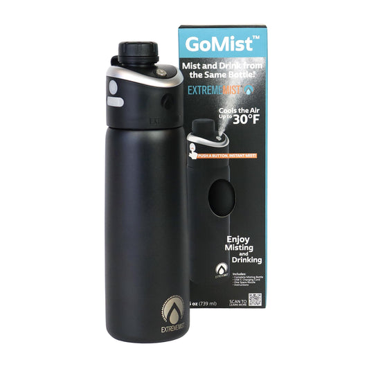 Extreme MIST - GoMist Misting & Drinking Bottle - Personal Mister - Cooling Water Bottle w/Easy-Drink Spout - Stainless-Steel Double Wall Insulated…