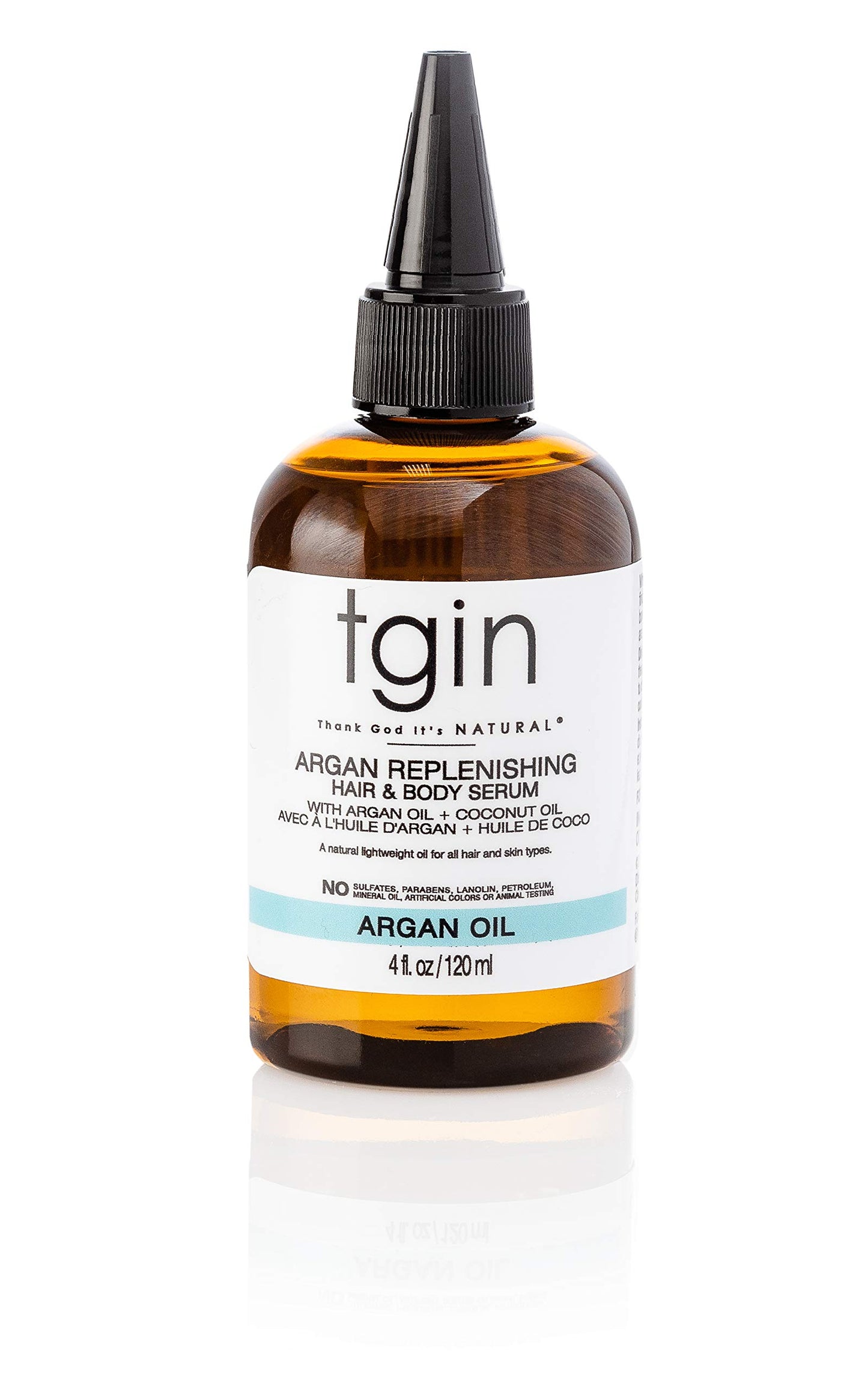 tgin Argan Replenishing Hair Serum - 4 Oz, Dry Hair, Moisturizing, Breakage Control, Paraben Free, Coconut Scent, Serum for Natural or Chemically
