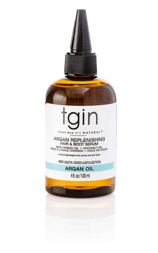 tgin Argan Replenishing Hair Serum - 4 Oz, Dry Hair, Moisturizing, Breakage Control, Paraben Free, Coconut Scent, Serum for Natural or Chemically