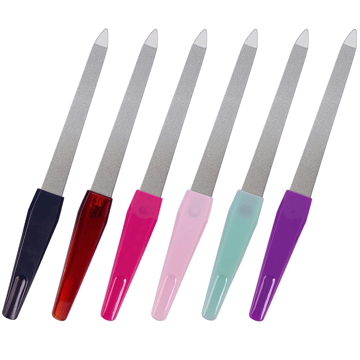 Metal Nail File (6 Pcs), Nail Files for Natural Nails Made of Stainless Steel, Sword Fingernail Files with Sharp Pointed Tip Non Slip Handle, Diamond Beauty and Personal Care GigaGround