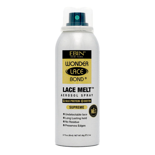 Wonder Lace Melt Aerosol Spray - Silk Protein Biotin Infused 2.7 fl.oz./80ml Preserves Edges & Undetectable Lace Long lasting hold No Residue glueless
