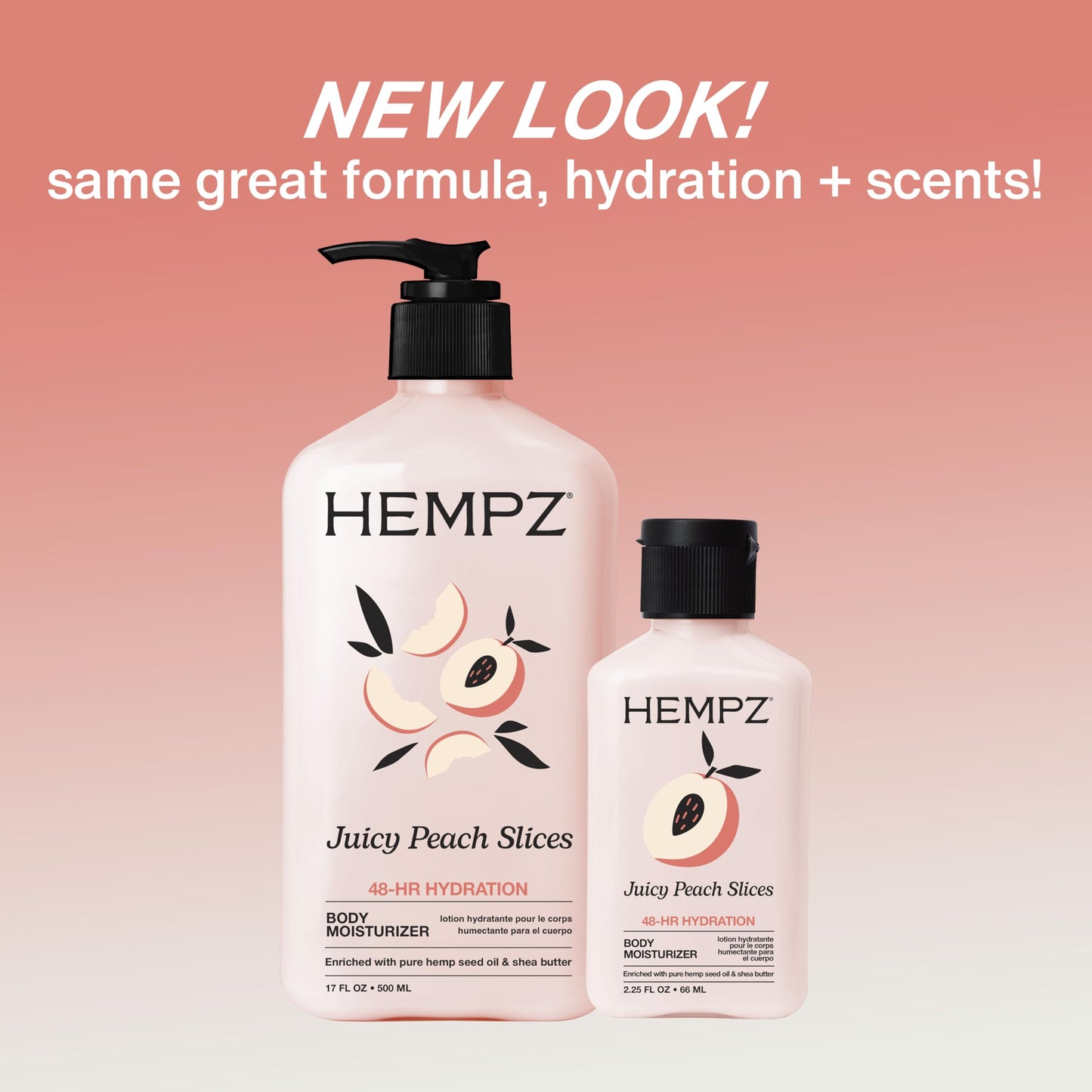 Hempz Juicy Peach Lotion, Natural Hemp Seed Oil Hydrating Body Moisturizer with Shea Butter, Peach Extract, and Aloe Vera Extract, 17 fl.oz.